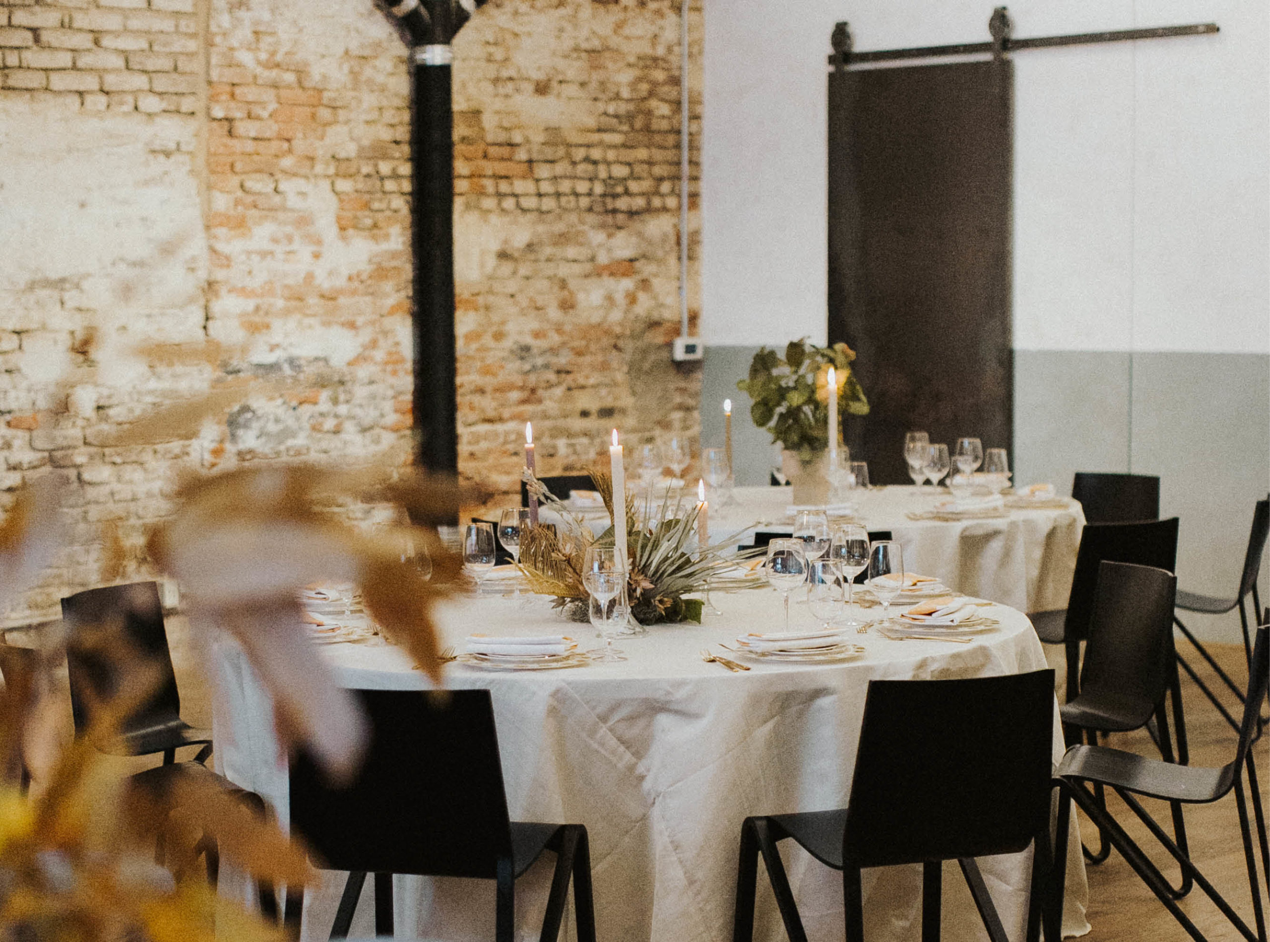 Banquet seating in Hank's Social Hall